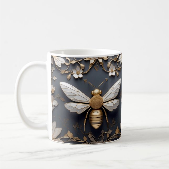 Mug Art Nature Honeybee Or Floral Design complexe (Gauche)
