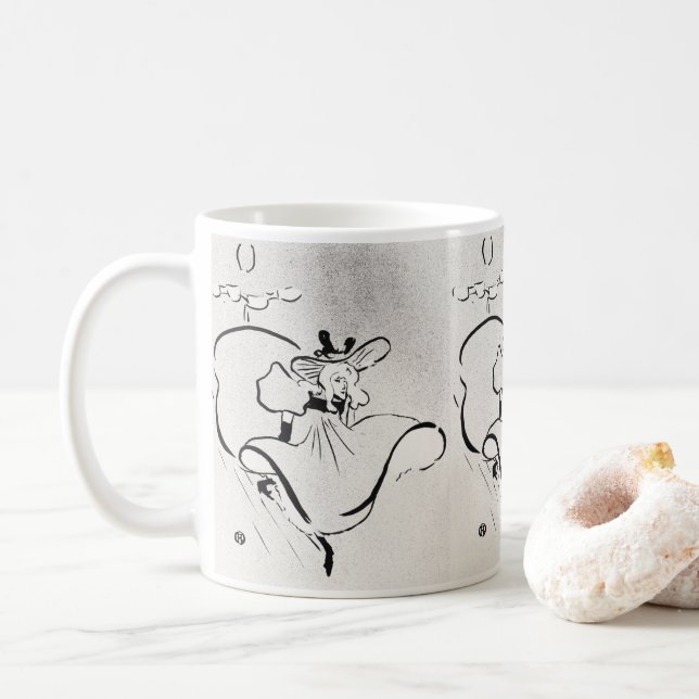 Mug Art noir et blanc Jane Avril par Toulouse Lautrec (Avec donut)