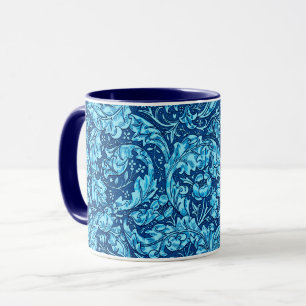 Mug Art Nouveau Acanthus Feuilles et Fleurs, Sky Blue