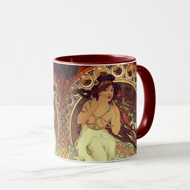 Mug Art nouveau Alphonse Mucha élégante vintage (Devant droit)