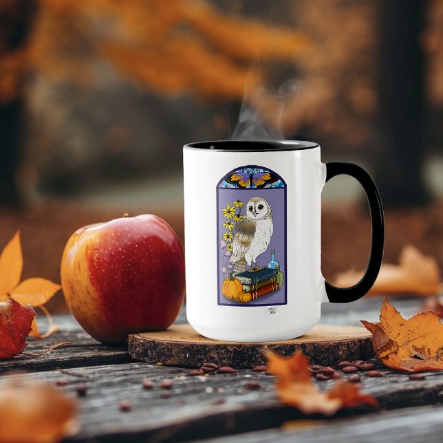 Mug Art Nouveau Barn Owl Livres Citrouille (Créateur téléchargé)