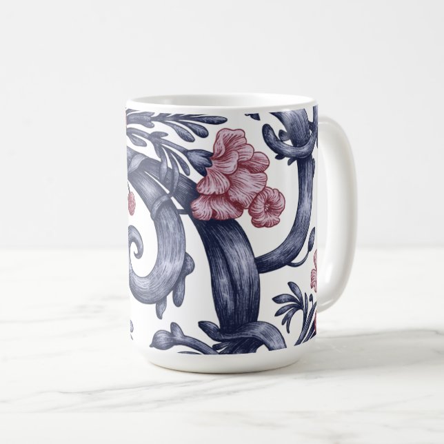 Mug Art Nouveau bleu rose (Devant droit)