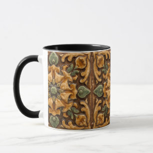 Mug Art Nouveau Déco Majolique Floral Artisanat Vintag