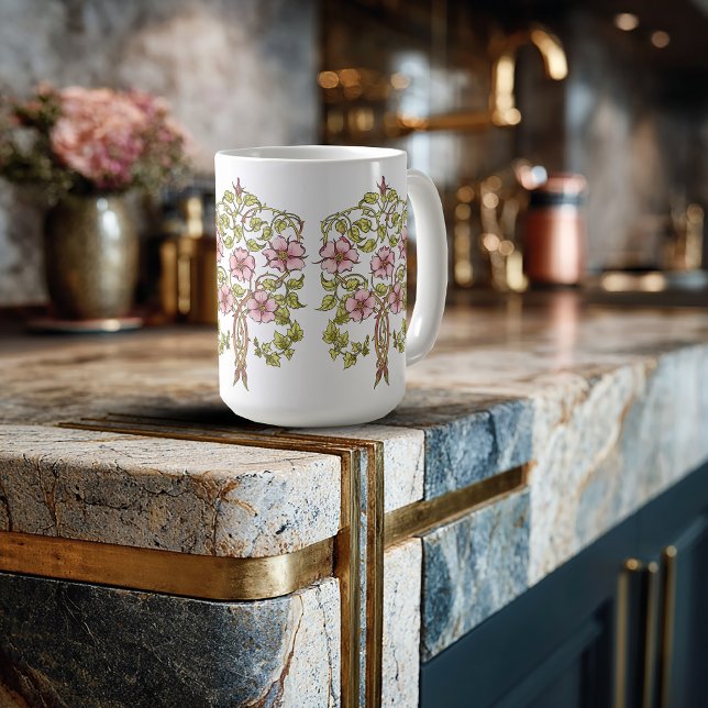 Mug Art Nouveau Fleurs Fantaisistes (Créateur téléchargé)