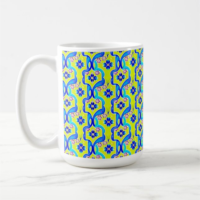 Mug Art Nouveau Floral Aquarelle Motif Céramique (Gauche)