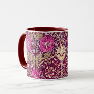 Mug Art Nouveau Floral, Plum, Beige et Maroon