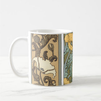 Mug Art Nouveau floral vintage fleurs de pavot