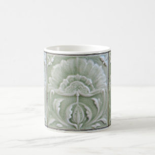 Mug Art nouveau jugendstil tuile de fleurs gris vert