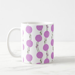 Mug Art Nouveau Mackintosh Roses Rayures Rose