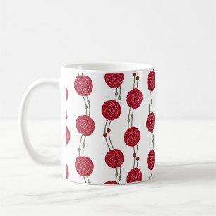 Mug Art Nouveau Mackintosh Roses Rayures Rouges