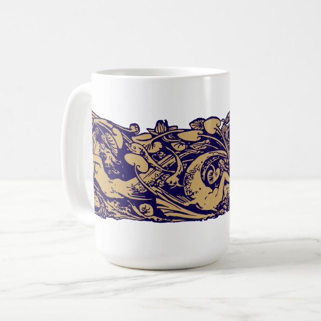Mug Art Nouveau Mermaids & Fish Among Lily Pads (Devant gauche)