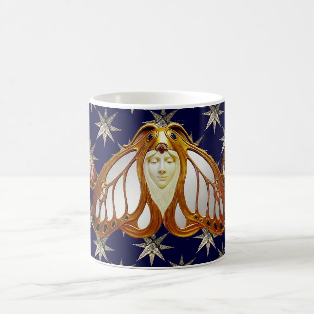 MUG ART NOUVEAU MOTH ET ÉTOILES DE DIAMOND DANS LE CIE (Centre)