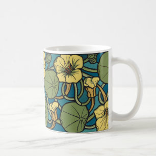 Mug Art Nouveau Nasturtium Bleu Or floral Verneuil