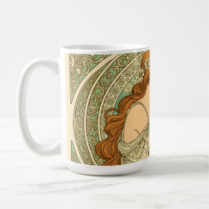 Mug Art nouveau romantic illustration white flowers