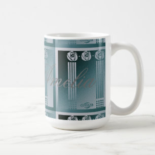Mug Art nouveau turquoise, Charles Mackintosh, design 