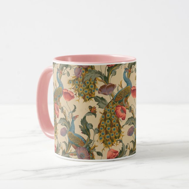Mug Art Nouveau vintage 1890 Le Motif Peacock (Devant gauche)
