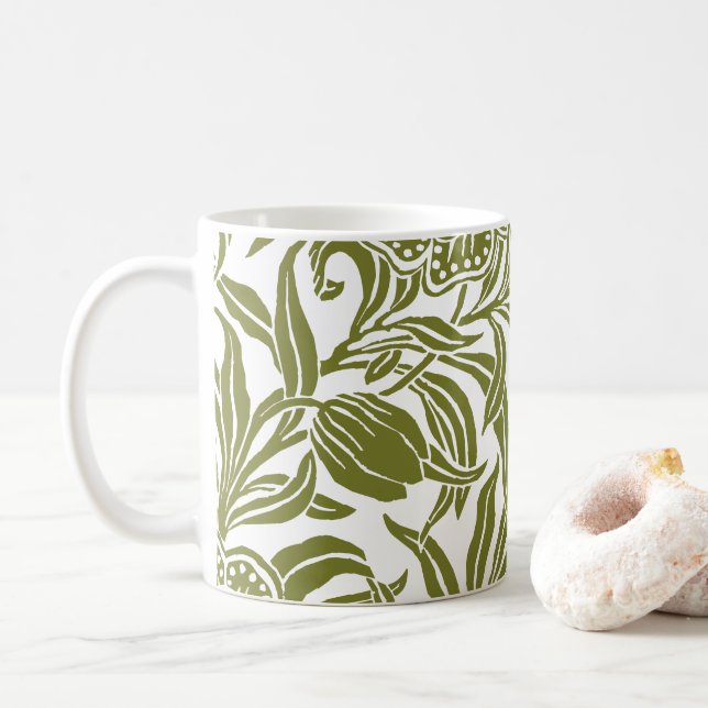 Mug Art Nouveau Vintage Botanical Floral Pattern  (Avec donut)