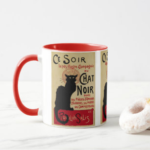 Mug Art Nouveau vintage, Ce Soir Conversation Noir Cha