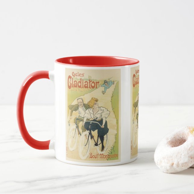 Mug Art Nouveau vintage, Cycles Gladiateurs Vélos (Avec donut)