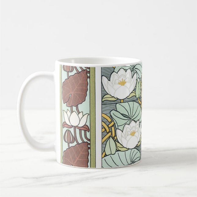 Mug Art Nouveau vintage, Fleurs Jardins Nénuphars (Gauche)