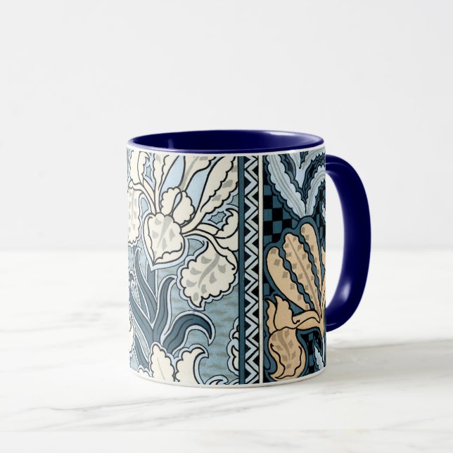 Mug Art Nouveau vintage, Jardin Iris Fleurs (Devant droit)