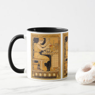 Mug Art Nouveau vintage, L'amour triomphe de tout Scie