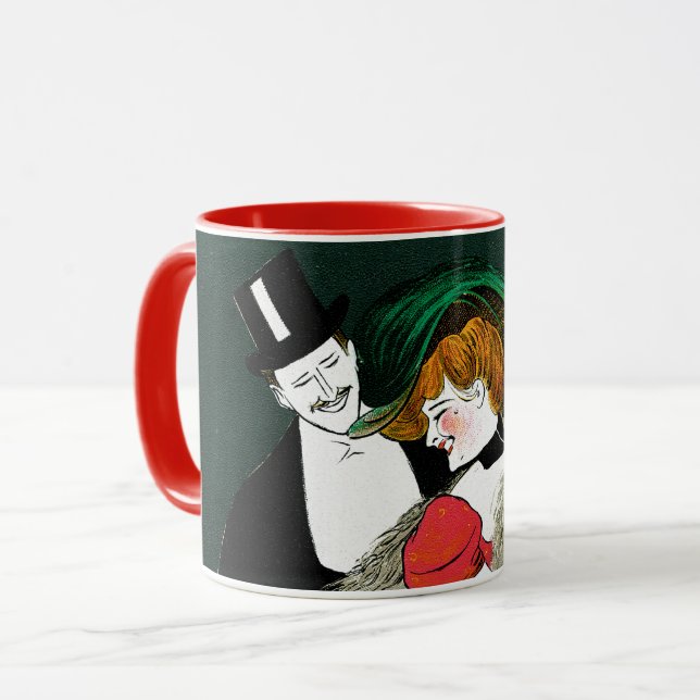 Mug Art Nouveau vintage, Mode italienne Amour Romance (Devant gauche)