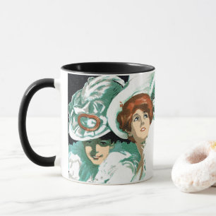 Mug Art Nouveau vintage, mode italienne, femmes élégan