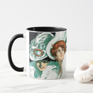 Mug Art Nouveau vintage, mode italienne, femmes élégan