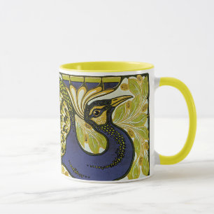 Mug Art Nouveau vintage, plume de paon Macmillan