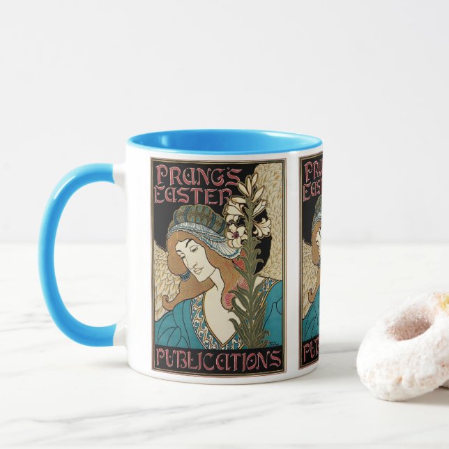 Mug Art Nouveau vintage, publications de Pâques de Pra (Avec donut)