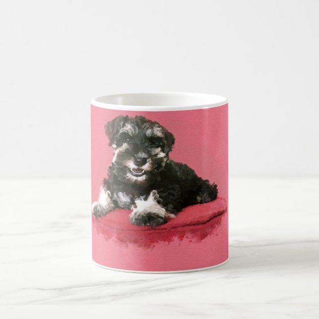 Mug Art numérique d'aquarelle de chiot de Schnauzer (Centre)