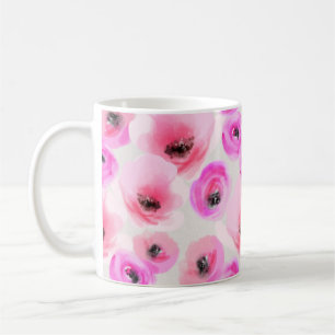 Mug Art numérique d'aquarelle rose Fleurs