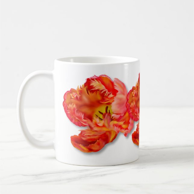 Mug Art numérique de la tulipe de perroquet orange fla (Gauche)