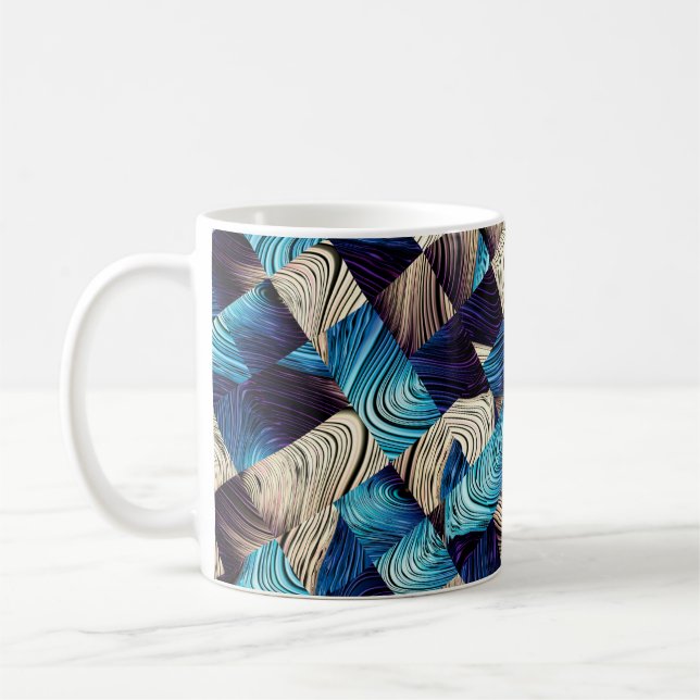Mug Art numérique motif abstrait. image bleue Abstrait (Gauche)