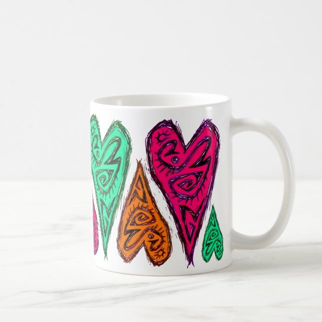 Mug Art original "de coeurs d'éraflure de chat" (Droite)