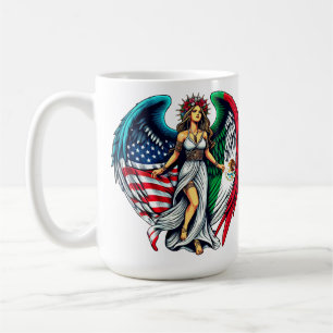 Mug Art patriotique de femme ange avec drapeau américa