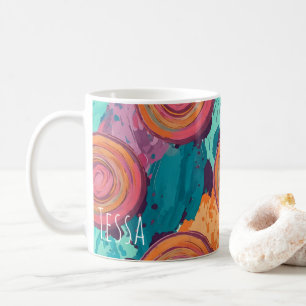 Mug Art pictural vibrant à spirale concentrique psyché