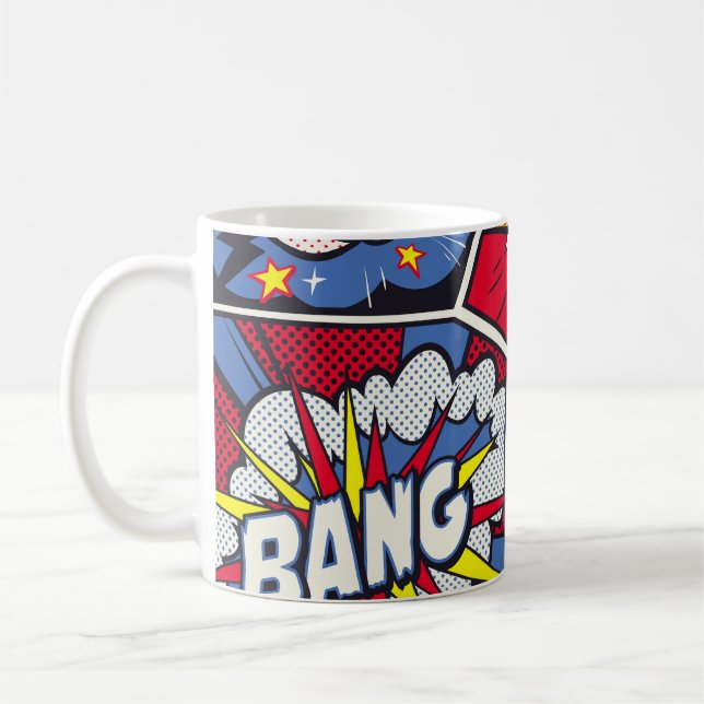 Mug Art pop rétro, motif de la bande dessinée. (Gauche)