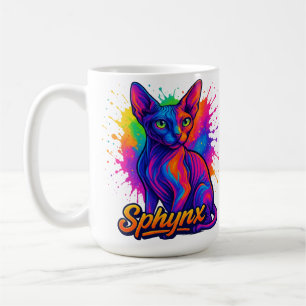 Mug Art Pop Vibrant Sphynx Chat - Coloré moderne