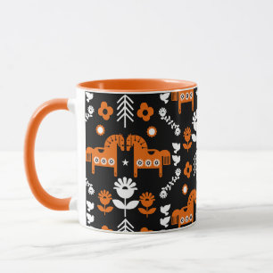 Mug Art populaire de cheval scandinave