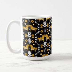 Mug Art populaire de cheval scandinave