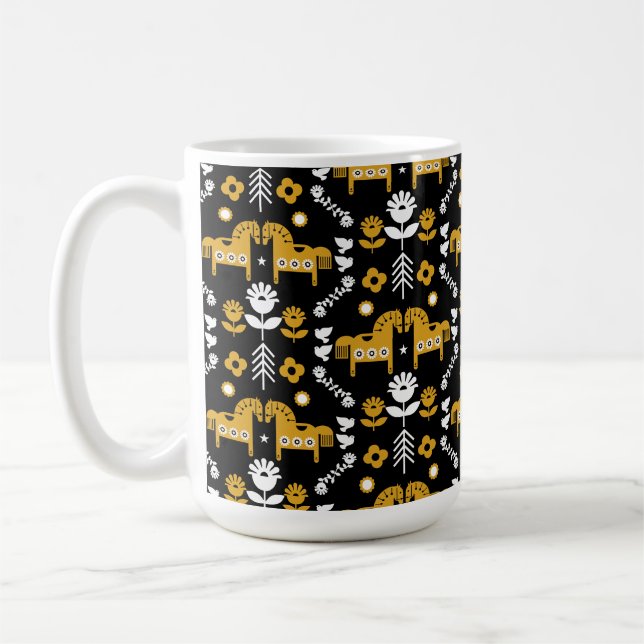 Mug Art populaire de cheval scandinave (Gauche)