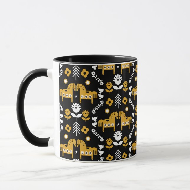 Mug Art populaire de cheval scandinave (Gauche)