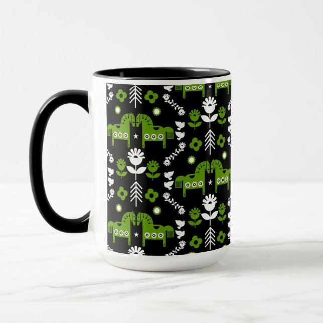 Mug Art populaire de cheval scandinave (Gauche)