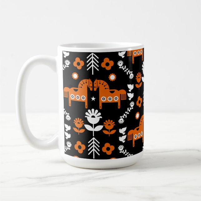 Mug Art populaire de cheval scandinave (Gauche)