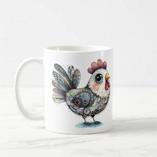 Mug Art populaire de poulet ou de coq Whimsical