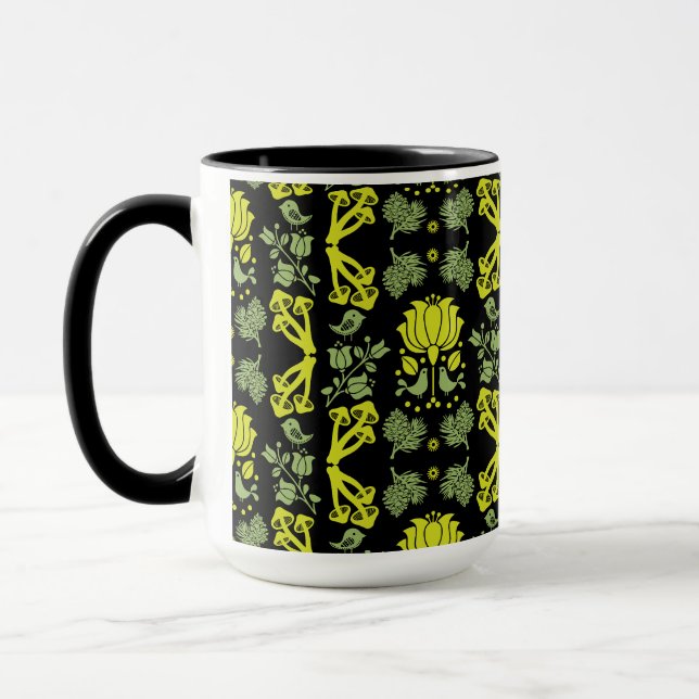 Mug Art populaire des champignons de forêt nordique (Gauche)