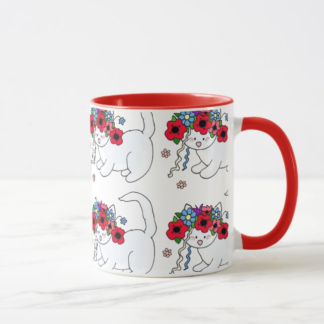 Mug Art populaire d'Ukrainien de chat (Droite)