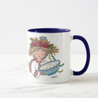 Mug Art populaire d'Ukrainien de fille de Perogie